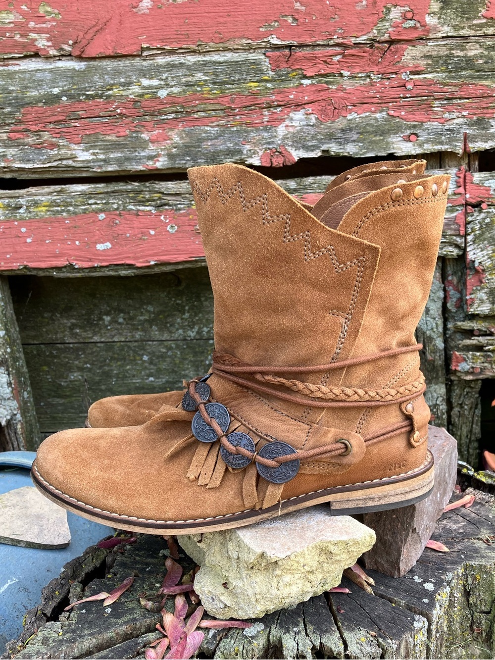 Musse & Cloud Anaeh Brown Suede Bohemian Ankle Boot Anthropologie Sz. 40